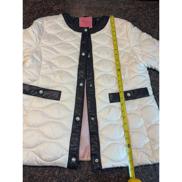 Kate Spade White and Black Quilted Jacket with Pearl Snaps Size L - Picture 6 of 11